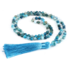 Natural 6mm Striped Agates Stone Necklace Prayer Buddha 108 Mala Beads Blue Tassel Bohemian Necklaces for Men Women Yoga Jewelry Natural 6mm Striped Agates Stone Necklace Prayer Buddha 108 Mala Beads Blue Tassel Bohemian Necklaces for Men Women Yoga Jewelry
