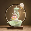 Chinese style Buddha's Hand Lotus LED Reflux Incense Burner Stand, Home Decoration Pure Handmade Lotus Fragrance Diffuser