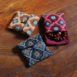 Small Vintage Bag Printed Cotton Bag Walnut Buddha Bead Storage Bag jewelry Flip Buckle Small Things Organizer