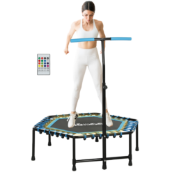 SPORTNOW 45" Fitness Trampoline with Adjustable Handle, LED Lights