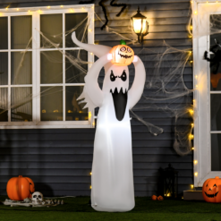Alternative view of 6ft LED Halloween Inflatable Ghost & Pumpkin – Outdoor Decoration