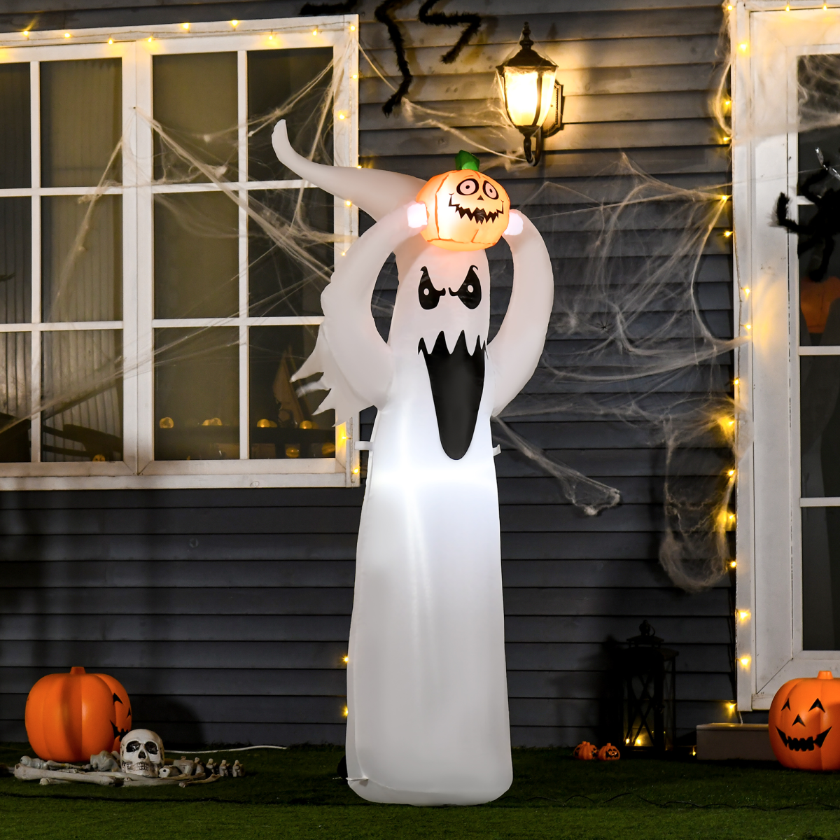 6ft LED Halloween Inflatable Ghost & Pumpkin – Outdoor Decoration 6ft LED Halloween Inflatable Ghost & Pumpkin – Outdoor Decoration - Image 2