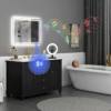 HOMCOM 600 x 800 mm Bathroom Mirror with Bluetooth Clock Lights Demister Pad - Image 3