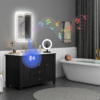 HOMCOM 500 x 700 mm Bathroom Mirror with Bluetooth Clock Lights Demister Pad - Image 3