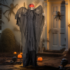 Alternative view of HOMCOM Winged Grim Reaper Animatronic Prop w/ Light Up Eyes, for Haunted House