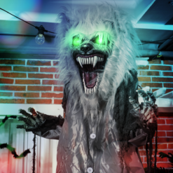 Alternative view of HOMCOM Halloween Skeleton Werewolf Animatronic Prop with Light Up Eyes