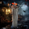 Orange Clown Halloween Animatronic – Light-Up Eyes - Image 2