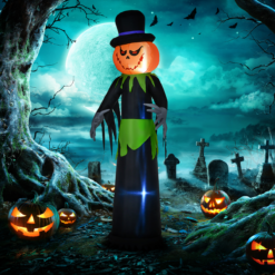 Alternative view of Outsunny 8FT Tall Halloween Inflatable Pumpkin Ghost in A Hat Decoration