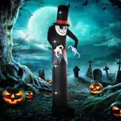 Alternative view of 10ft LED Halloween Inflatable Skinny Ghost – Outdoor Decoration