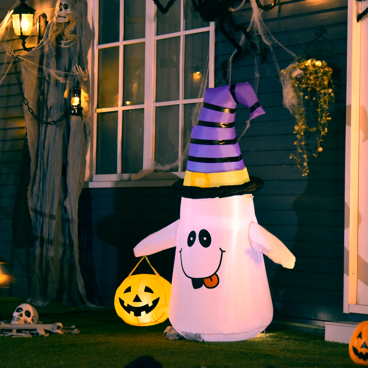 1.2m LED Halloween Inflatable Witch Ghost & Pumpkin Lantern 1.2m LED Halloween Inflatable Witch Ghost & Pumpkin Lantern - Image 2