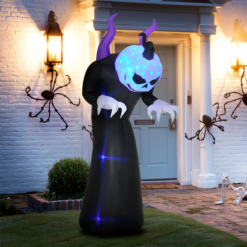 Alternative view of 7ft LED Halloween Inflatable Horned Ghost with Flame Effect