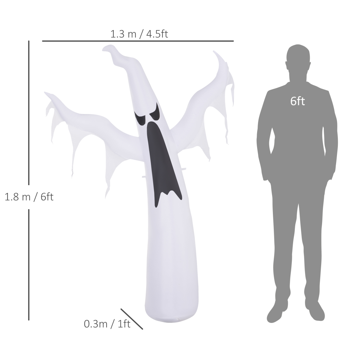 6ft LED Halloween Inflatable Floating Ghost – Outdoor Decoration 6ft LED Halloween Inflatable Floating Ghost – Outdoor Decoration - Image 3