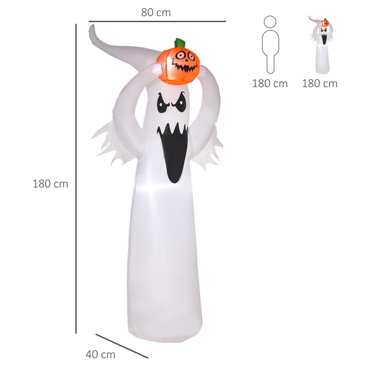 6ft LED Halloween Inflatable Ghost & Pumpkin – Outdoor Decoration 6ft LED Halloween Inflatable Ghost & Pumpkin – Outdoor Decoration - Image 3