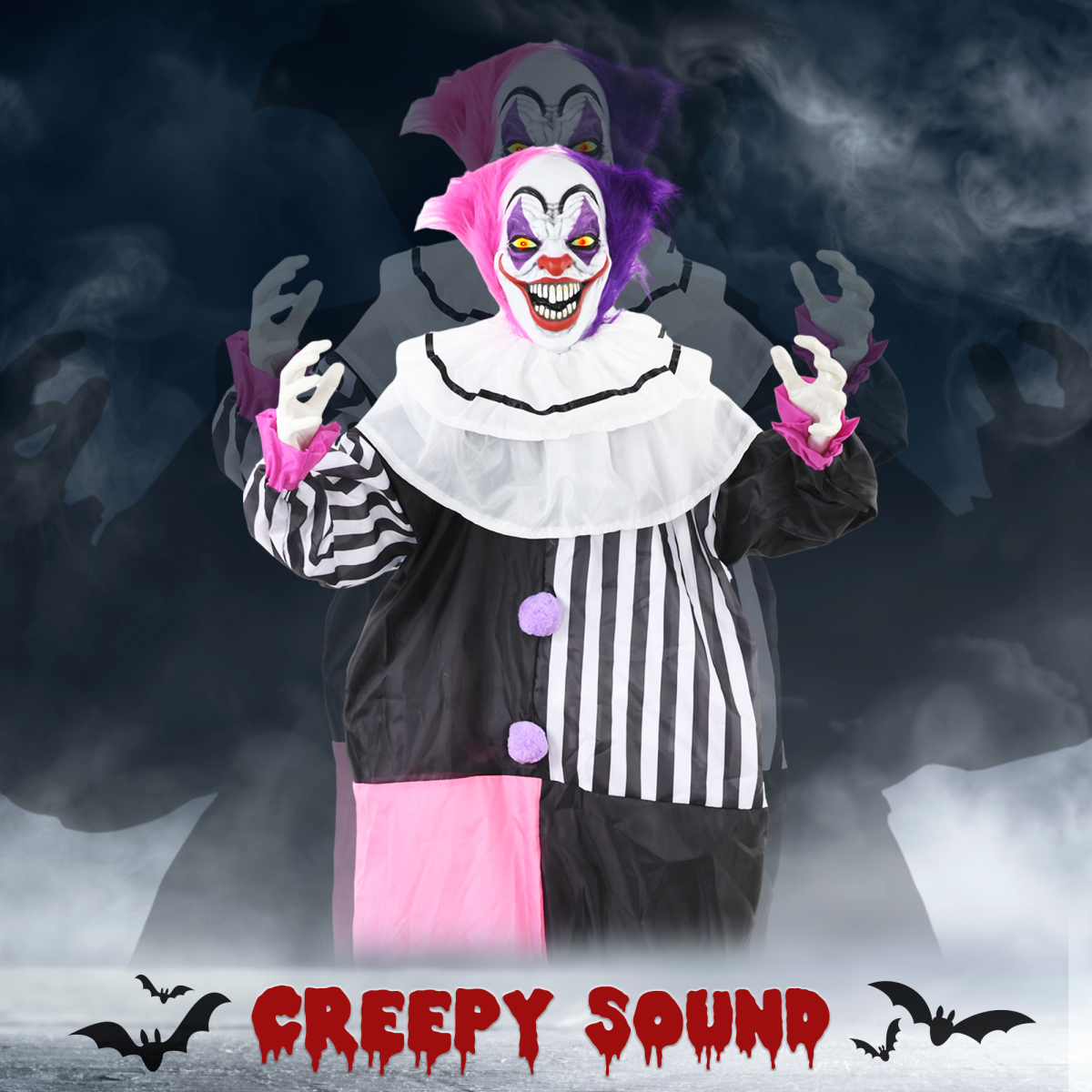 Halloween Clown Animatronic with Light-Up Eyes Halloween Clown Animatronic with Light-Up Eyes - Image 3