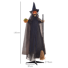 Witch with Broom Halloween Animatronic – Light-Up Eyes - Image 3