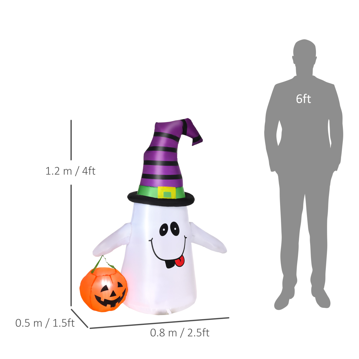 1.2m LED Halloween Inflatable Witch Ghost & Pumpkin Lantern 1.2m LED Halloween Inflatable Witch Ghost & Pumpkin Lantern - Image 3
