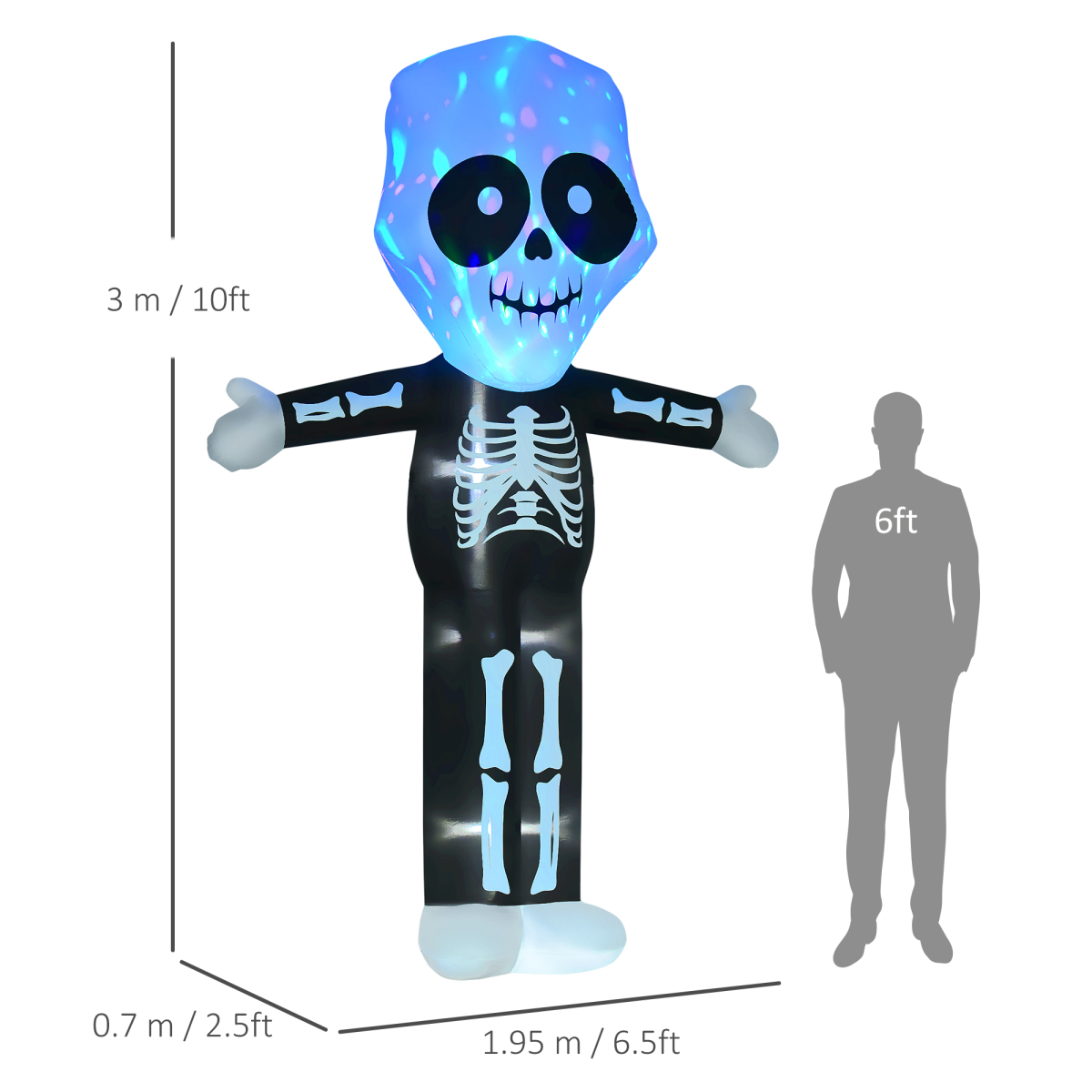 3m LED Halloween Inflatable Skeleton Ghost – Outdoor Decoration 3m LED Halloween Inflatable Skeleton Ghost – Outdoor Decoration - Image 3