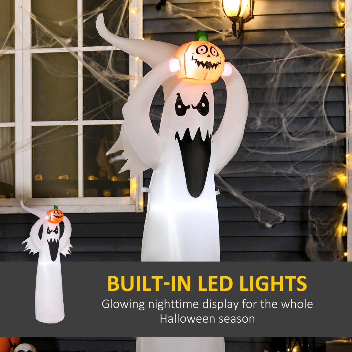 6ft LED Halloween Inflatable Ghost & Pumpkin – Outdoor Decoration 6ft LED Halloween Inflatable Ghost & Pumpkin – Outdoor Decoration - Image 4