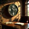 Stylish 40cm Globe Wall Clock London – Sleek Contemporary Design with Battery-Operated Quartz Movement, Easy-to-Read 12-Hour Display, Perfect for Home Office, Living Room Decor (Black & Gold)