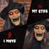 Witch with Broom Halloween Animatronic – Light-Up Eyes - Image 5