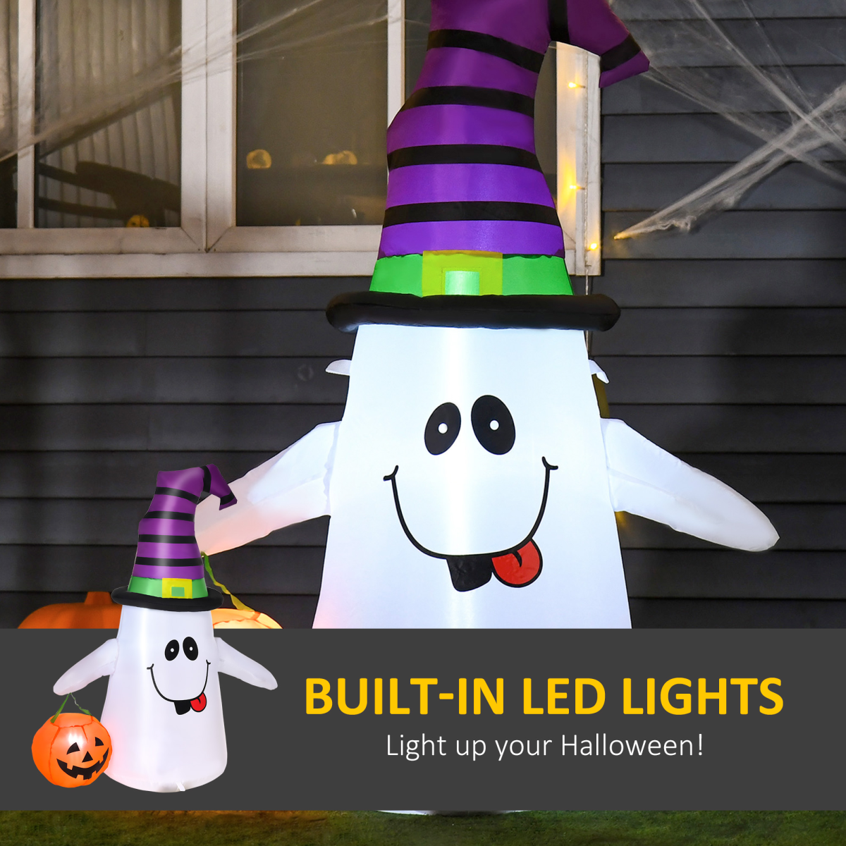 1.2m LED Halloween Inflatable Witch Ghost & Pumpkin Lantern 1.2m LED Halloween Inflatable Witch Ghost & Pumpkin Lantern - Image 5