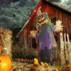 Pumpkin Scarecrow Halloween Animatronic with Red Eyes - Image 7