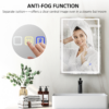 HOMCOM 500 x 700 mm Bathroom Mirror with Bluetooth Clock Lights Demister Pad - Image 8