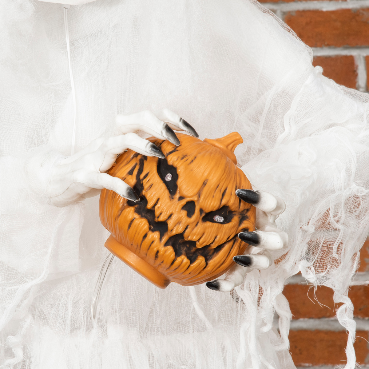 6ft Halloween White Witch Prop with Light-Up Eyes & Pumpkin 6ft Halloween White Witch Prop with Light-Up Eyes & Pumpkin - Image 7