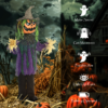 Pumpkin Scarecrow Halloween Animatronic with Red Eyes - Image 8