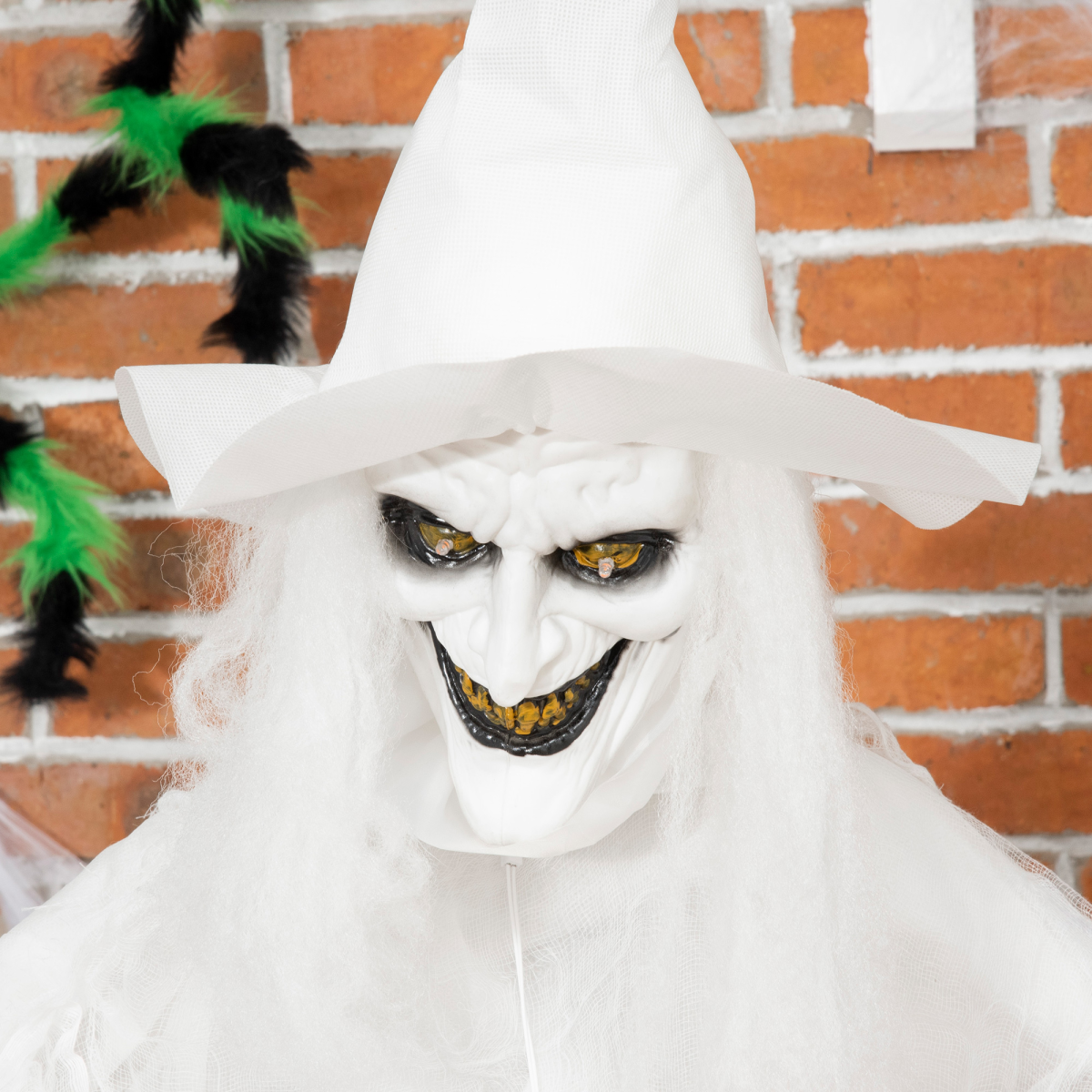 6ft Halloween White Witch Prop with Light-Up Eyes & Pumpkin 6ft Halloween White Witch Prop with Light-Up Eyes & Pumpkin - Image 8