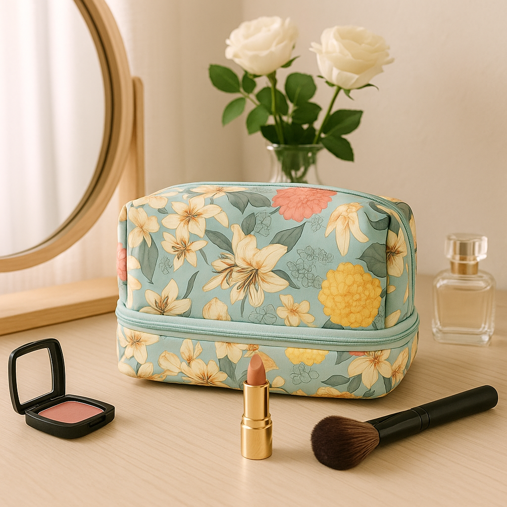 Floral Cosmetic Bag – Makeup & Beauty Storage Pouch Floral Cosmetic Bag – Makeup & Beauty Storage Pouch - Image 2