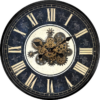 Stylish & Elegant Globe Wall Clock with Exposed Moving Gears – Industrial-Inspired Design – A Striking Timepiece with Roman Numerals, Perfect for Home, Office, or Loft Décor. (Black And Gold)