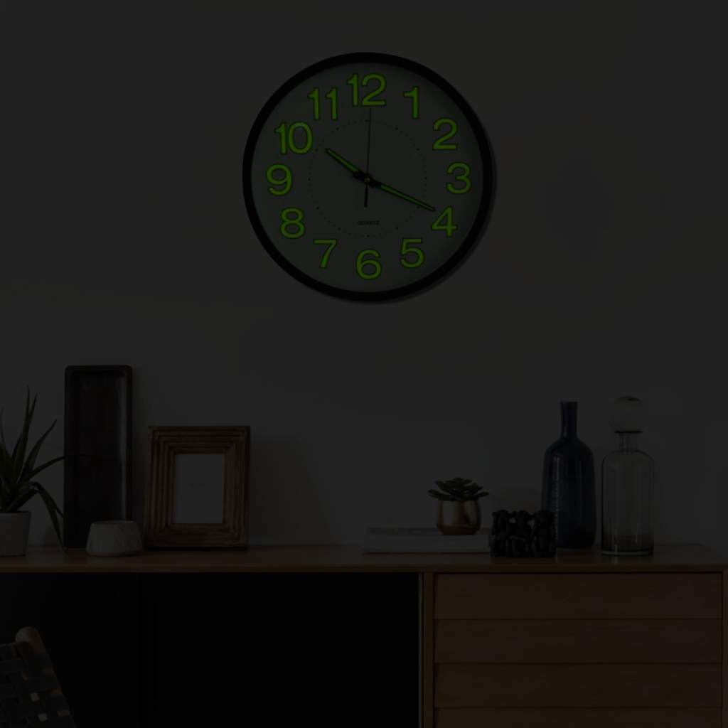 vidaXL Luminous Wall Clock Black 30 cm vidaXL Luminous Wall Clock Black 30 cm - Image 5