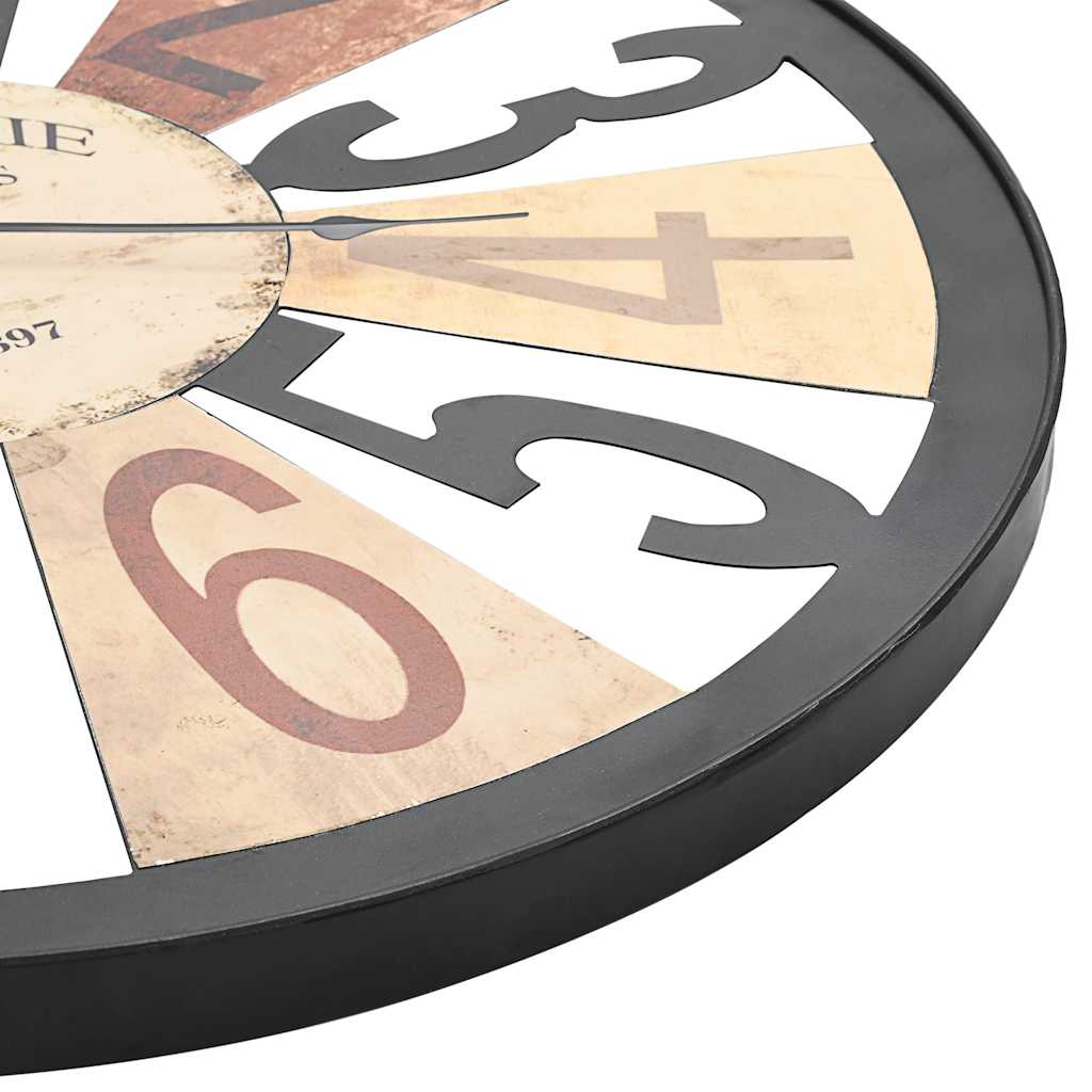 vidaXL Wall Clock | Multicolour | Metal, Paper | 60 cm Diameter vidaXL Wall Clock | Multicolour | Metal, Paper | 60 cm Diameter - Image 4