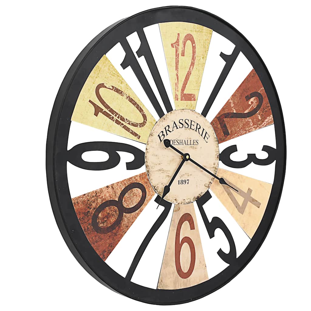 vidaXL Wall Clock | Multicolour | Metal, Paper | 60 cm Diameter vidaXL Wall Clock | Multicolour | Metal, Paper | 60 cm Diameter - Image 3