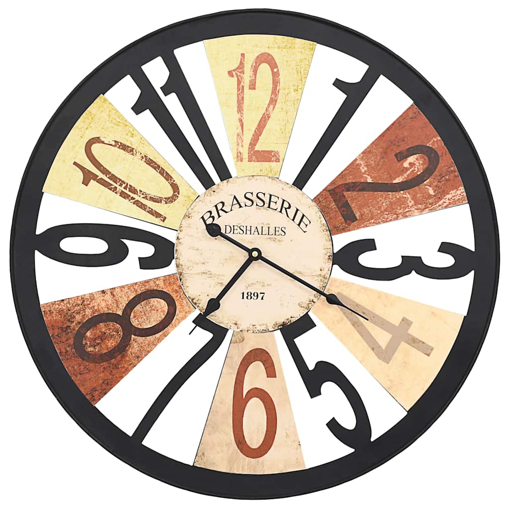 vidaXL Wall Clock | Multicolour | Metal, Paper | 60 cm Diameter vidaXL Wall Clock | Multicolour | Metal, Paper | 60 cm Diameter - Image 2