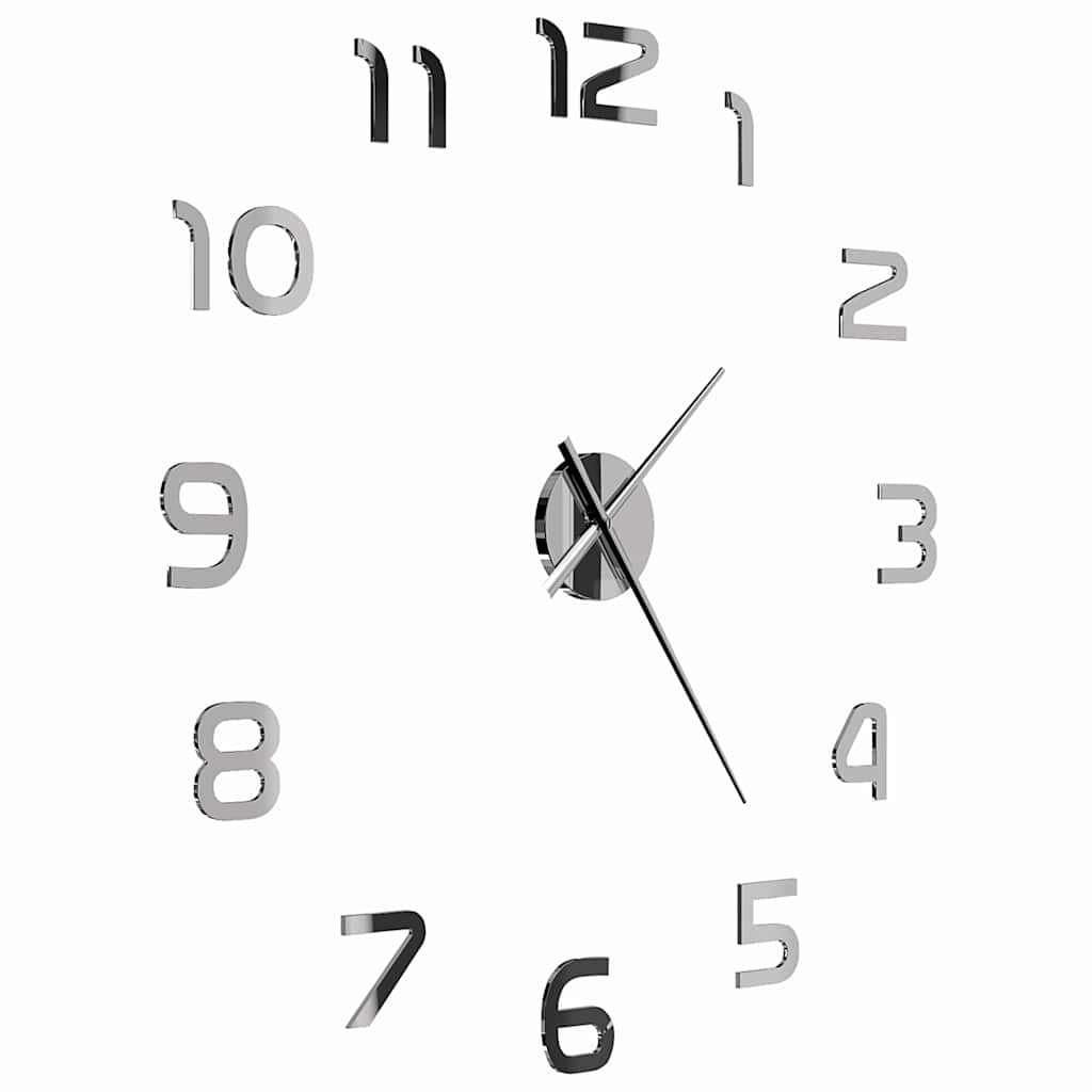 vidaXL 3D Wall Clock Modern Design 100 cm XXL Silver vidaXL 3D Wall Clock Modern Design 100 cm XXL Silver - Image 3