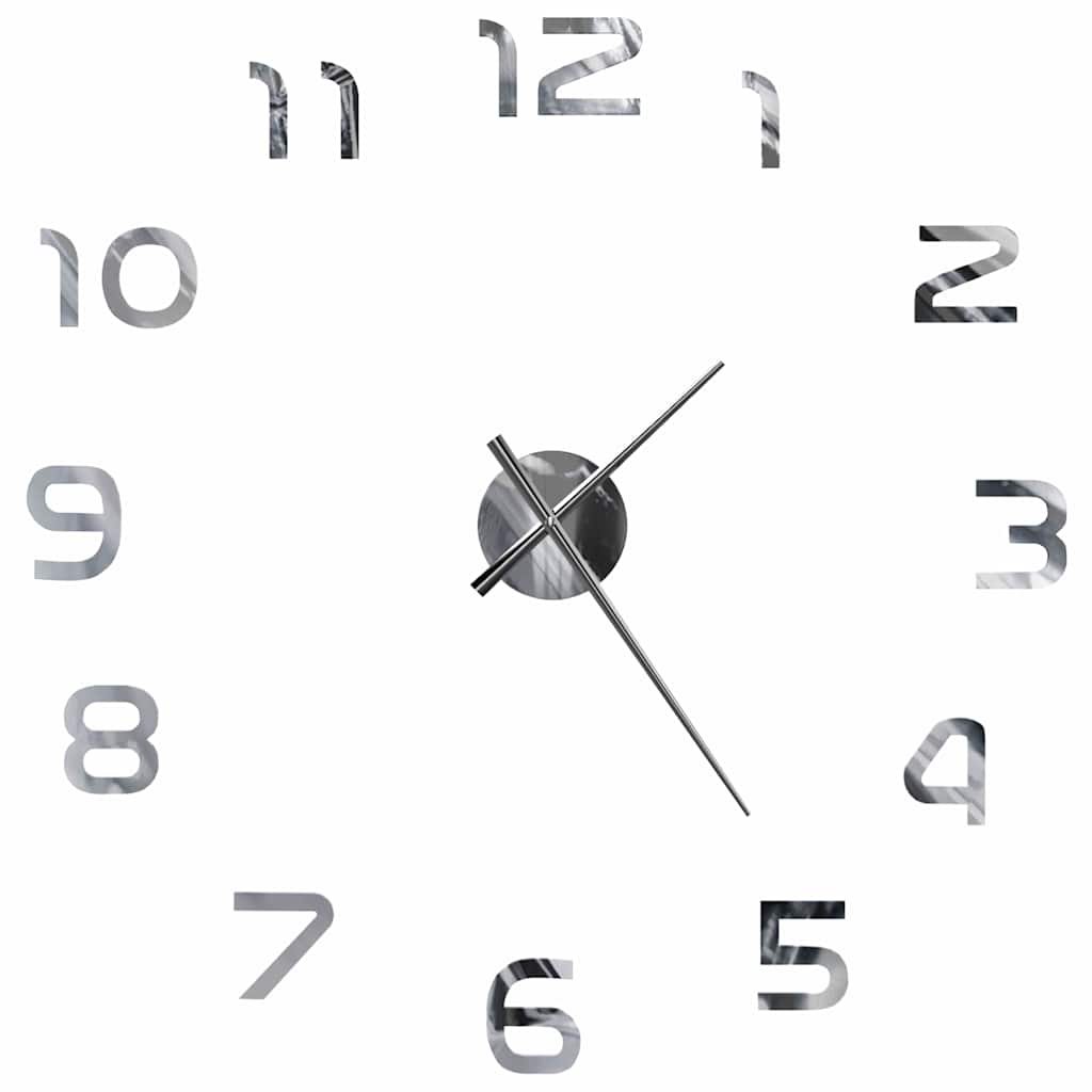 vidaXL 3D Wall Clock Modern Design 100 cm XXL Silver vidaXL 3D Wall Clock Modern Design 100 cm XXL Silver - Image 2