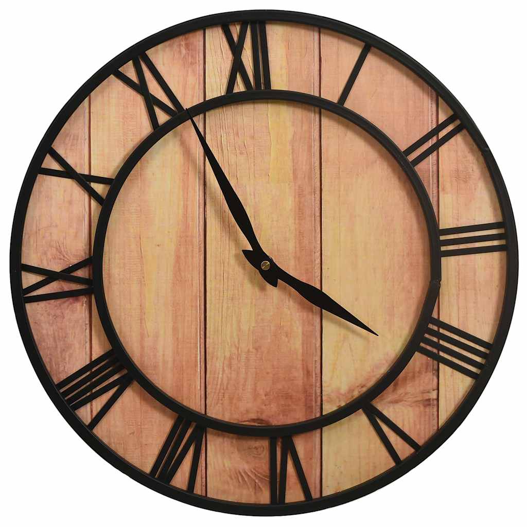 vidaXL Wall Clock 39 cm Brown and Black MDF and Iron vidaXL Wall Clock 39 cm Brown and Black MDF and Iron - Image 2