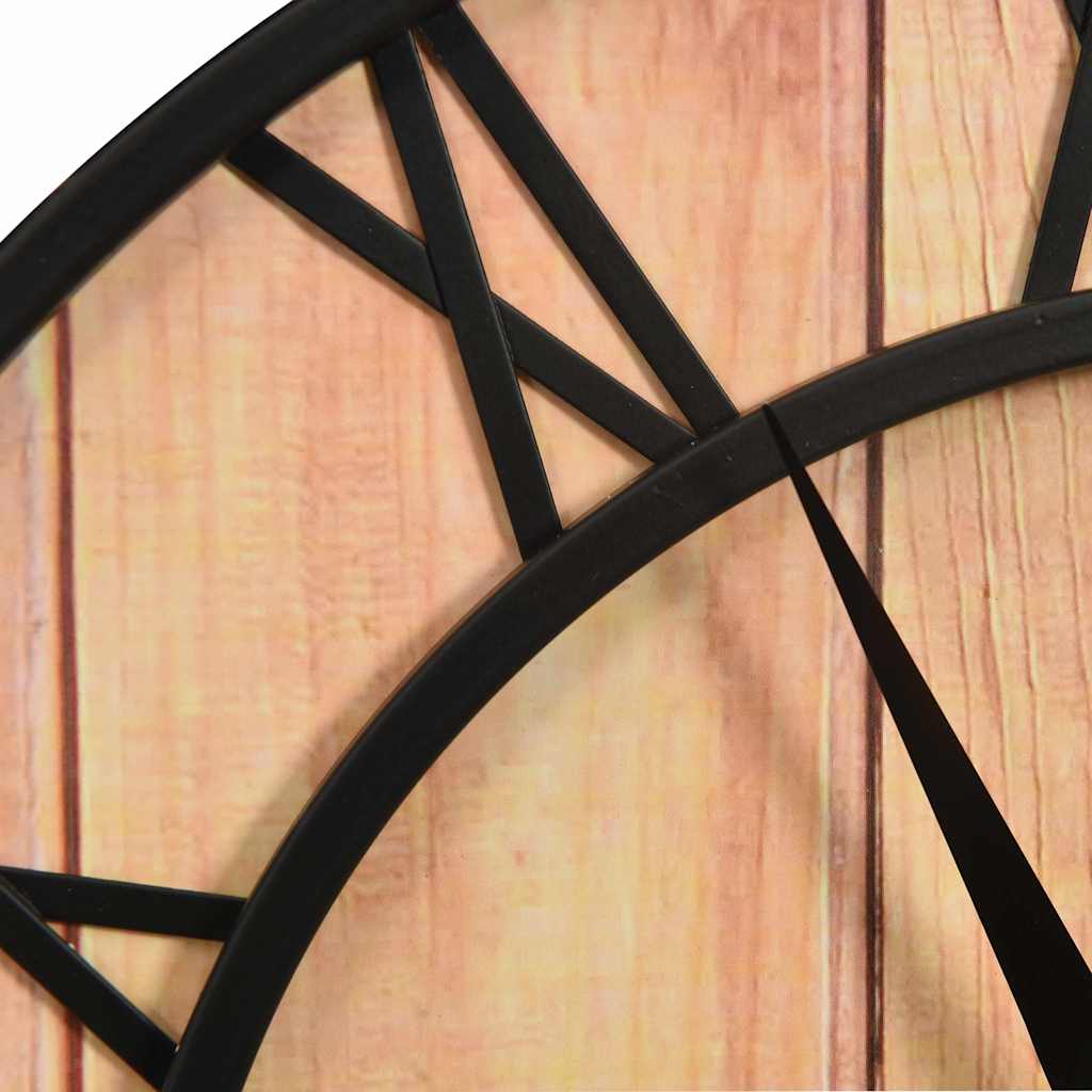 vidaXL Wall Clock 39 cm Brown and Black MDF and Iron vidaXL Wall Clock 39 cm Brown and Black MDF and Iron - Image 4