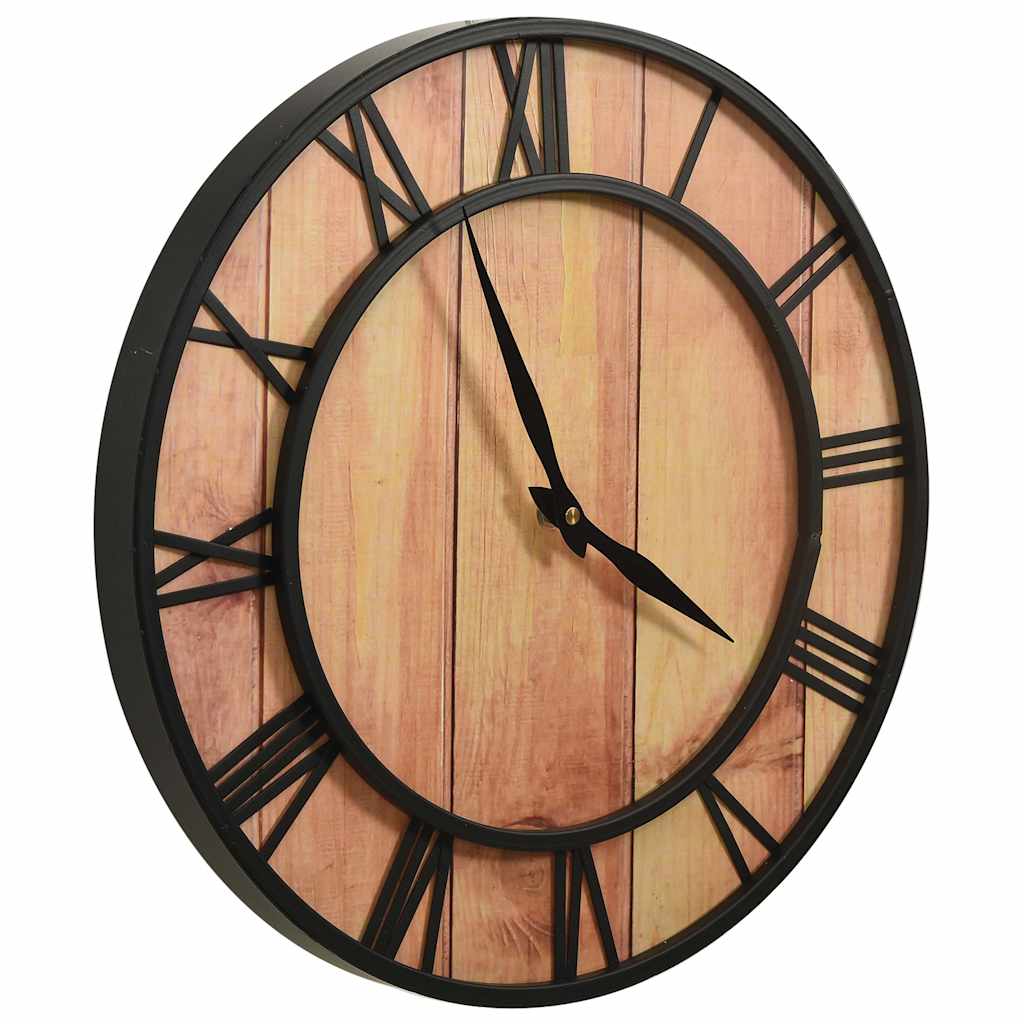 vidaXL Wall Clock 39 cm Brown and Black MDF and Iron vidaXL Wall Clock 39 cm Brown and Black MDF and Iron - Image 3
