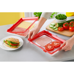 Stretch-Lid Food Storage Trays Set of 2 – Stackable Cling Film Alternative