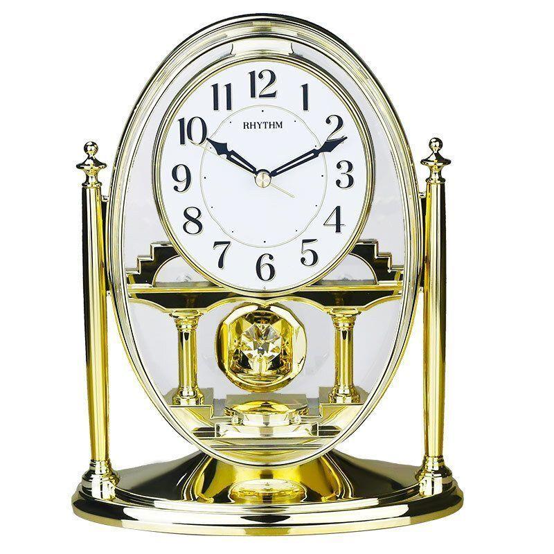 Rhythm Mantel Clock with Pendulum & Acrylic Decoration Gold Rhythm Mantel Clock with Pendulum & Acrylic Decoration Gold