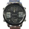 Ousuo Mens Fashion Ana Digital Big Dated Black Dial Silver Plated Bracelet Watch NY London