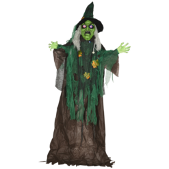 6ft Halloween Witch Prop with Light-Up Eyes & Heart