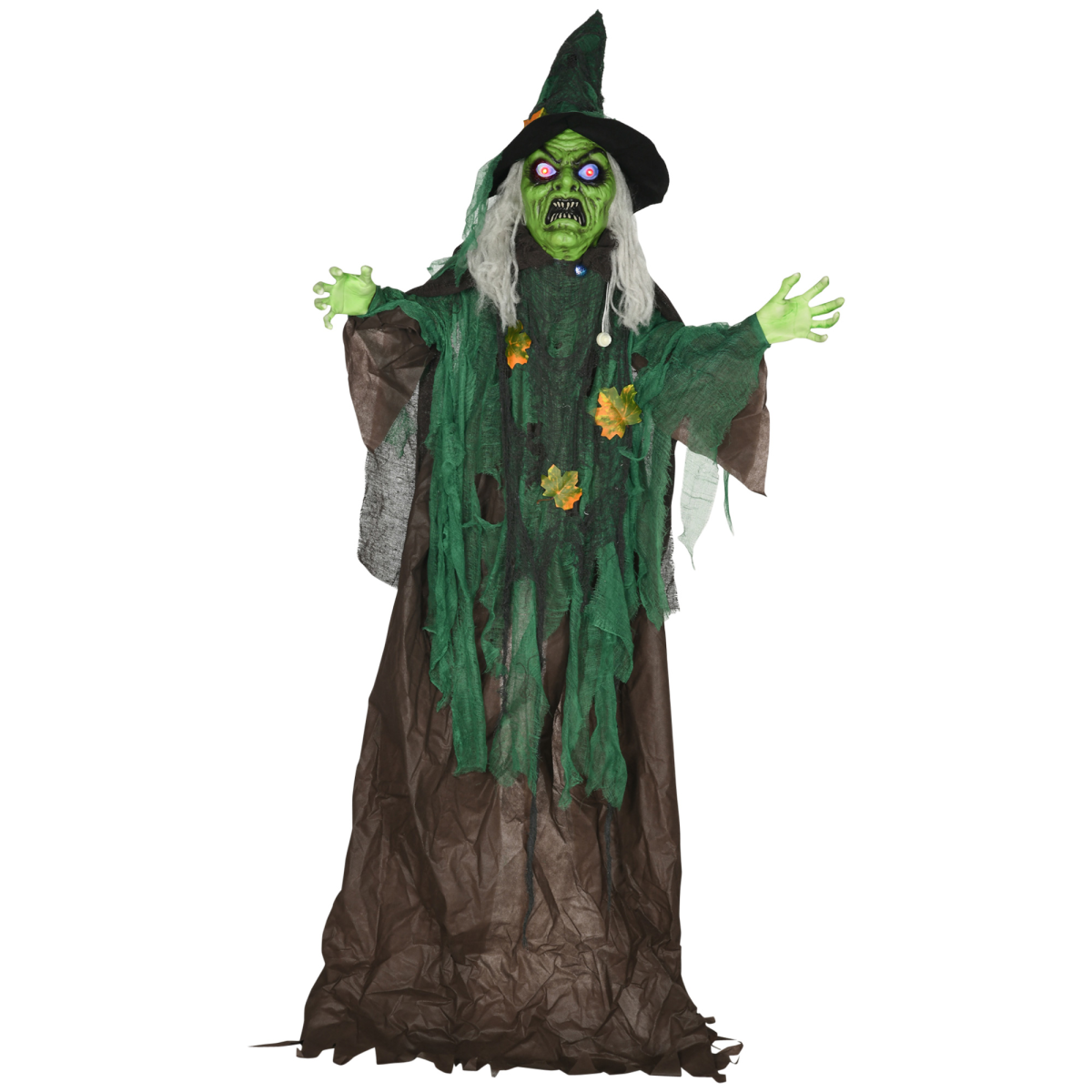 6ft Halloween Witch Prop with Light-Up Eyes & Heart 6ft Halloween Witch Prop with Light-Up Eyes & Heart