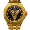 NYL Mens Automatic Metal Hollow Mechanical Octagon Screw Decoration Dial Analogue Gold/Black Metal Bracelet Watch NY London NYL Mens Automatic Metal Hollow Mechanical Octagon Screw Decoration Dial Analogue Gold/Black Metal Bracelet Watch NY London
