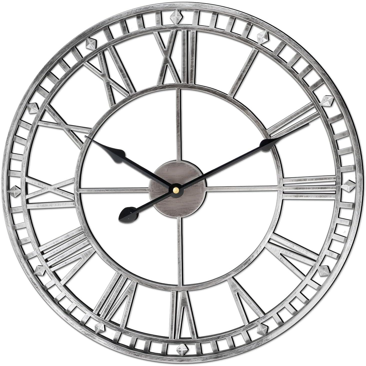 DOUBLE EDGE 40CM CLOCK - SILVER DOUBLE EDGE 40CM CLOCK - SILVER