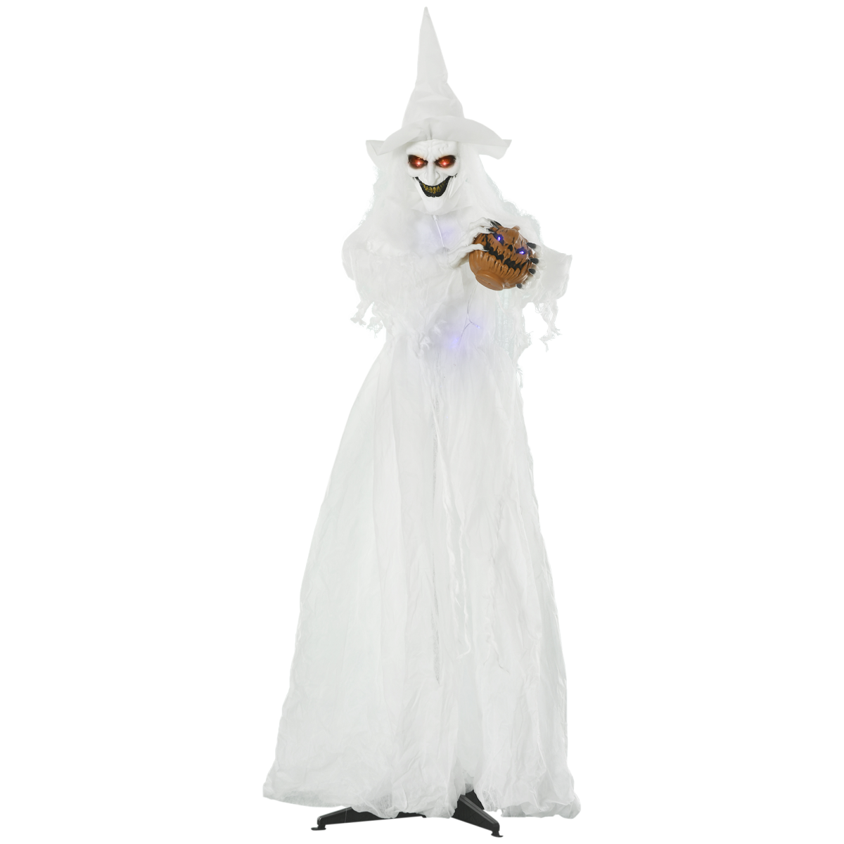 6ft Halloween White Witch Prop with Light-Up Eyes & Pumpkin 6ft Halloween White Witch Prop with Light-Up Eyes & Pumpkin