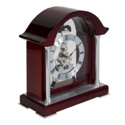 Alternative view of Wooden Mantel Clock with Bell Strike and Skeleton Dial – 27cm